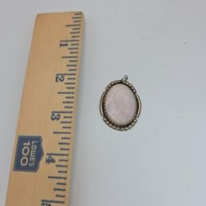 Vintage Sterling Silver Mother Of Pearl Oval Pendant White 925 Shell Jewelry